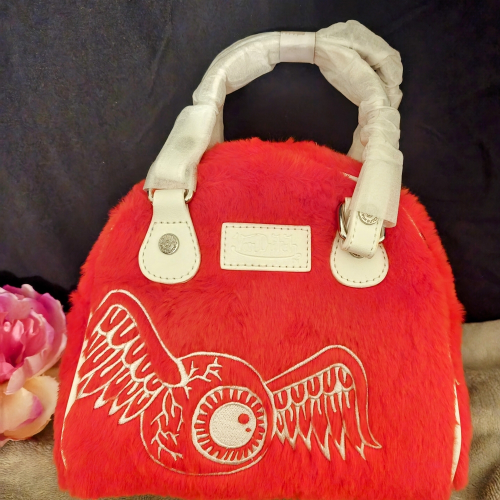 Von Dutch Red Furry Bowling Bag